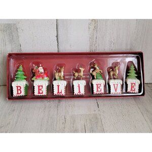 St Nicholas square Believe AS IS letter sign reindeer set xmas